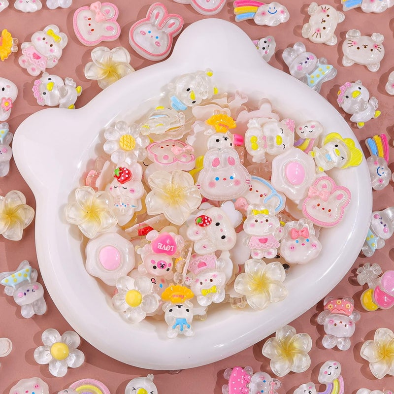 Glitzest 100PCS TINKRSTUFF White Slime Charms Jelly Cute Flatback Resin Charms for Slime, Random Kawaii Decoden Charm for Embellishments Phone Junk Case Charms Bulk, Hairpins Scrapbooking Crafting & DIY Decor - Image 4